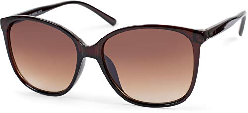 styleBREAKER Damen Sonnenbrille Oversize mit ovalen Polycarbonat Gläsern und Kunststoff Gestell, Retro Style 09020092, Farbe:Gestell Braun/Glas Braun Verlauf von styleBREAKER