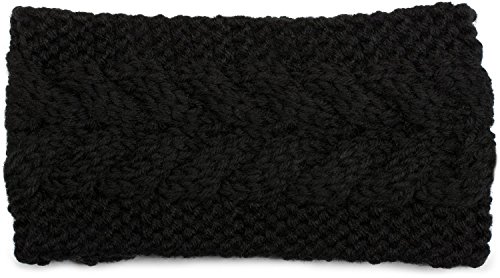 styleBREAKER Damen Stirnband Grobstrick mit Zopfmuster, gestrickt, Haarband, Headband 04026005, Farbe:Schwarz von styleBREAKER