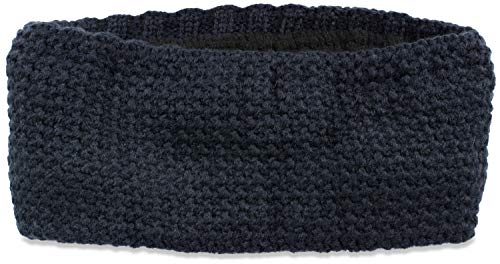 styleBREAKER Damen Stirnband in feiner Häkel Optik einfarbig, Thermo Fleece Futter, Uni Winter Headband 04026051, Farbe:Dunkelblau von styleBREAKER