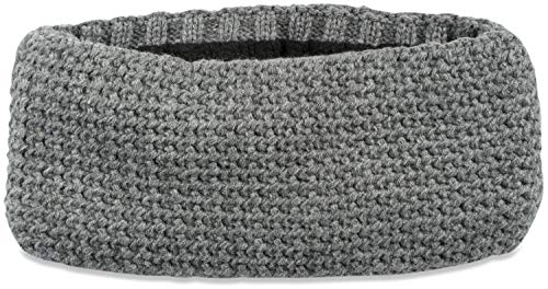 styleBREAKER Damen Stirnband in feiner Häkel Optik einfarbig, Thermo Fleece Futter, Uni Winter Headband 04026051, Farbe:Grau meliert von styleBREAKER