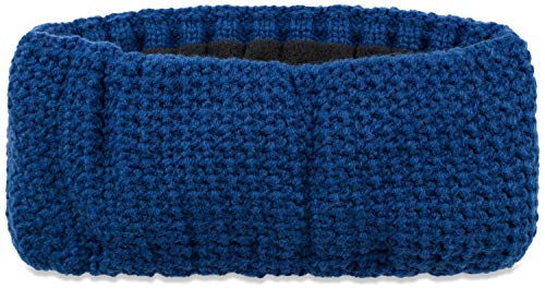 styleBREAKER Damen Stirnband in feiner Häkel Optik einfarbig, Thermo Fleece Futter, Uni Winter Headband 04026051, Farbe:Indigo Blau von styleBREAKER