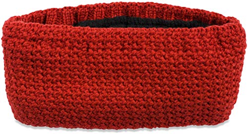 styleBREAKER Damen Stirnband in feiner Häkel Optik einfarbig, Thermo Fleece Futter, Uni Winter Headband 04026051, Farbe:Rost von styleBREAKER