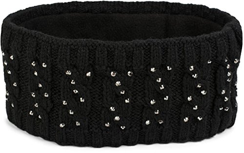 styleBREAKER Damen Stirnband mit Zopfmuster und Strass, weiches Fleece Innenfutter, Haarband, Headband 04026001, Farbe:Schwarz styleBREAKER Damen Stirnband mit Zopfmuster und Strass, weiches Fleece Innenfutter, Haarband, Headband 04026001, Farbe:Schwarz von styleBREAKER