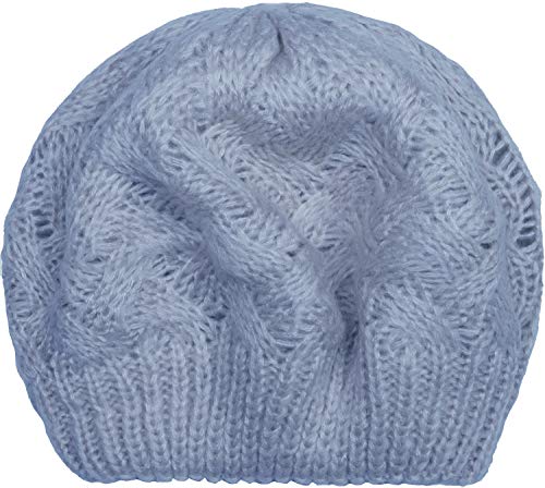 styleBREAKER Damen Strick Baskenmütze mit Zopfmuster, Winter, Barett, Franzosen Mütze 04024166, Farbe:Taubenblau von styleBREAKER