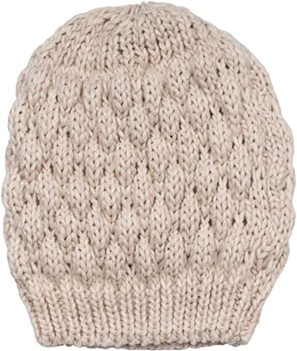 styleBREAKER Damen Strick Beanie Mütze mit Bubblemuster, Einfarbige Winter, Raspberry Pattern Strickmütze 04024193, Farbe:Beige von styleBREAKER