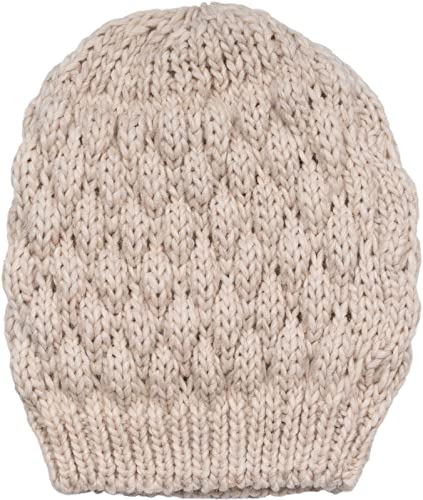 styleBREAKER Damen Strick Beanie Mütze mit Bubblemuster, Einfarbige Winter, Raspberry Pattern Strickmütze 04024193, Farbe:Beige von styleBREAKER