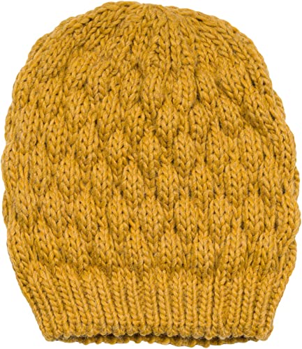 styleBREAKER Damen Strick Beanie Mütze mit Bubblemuster, Einfarbige Winter, Raspberry Pattern Strickmütze 04024193, Farbe:Curry von styleBREAKER