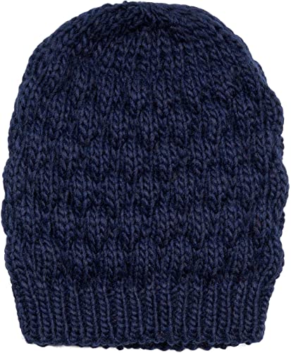 styleBREAKER Damen Strick Beanie Mütze mit Bubblemuster, Einfarbige Winter, Raspberry Pattern Strickmütze 04024193, Farbe:Dunkelblau von styleBREAKER
