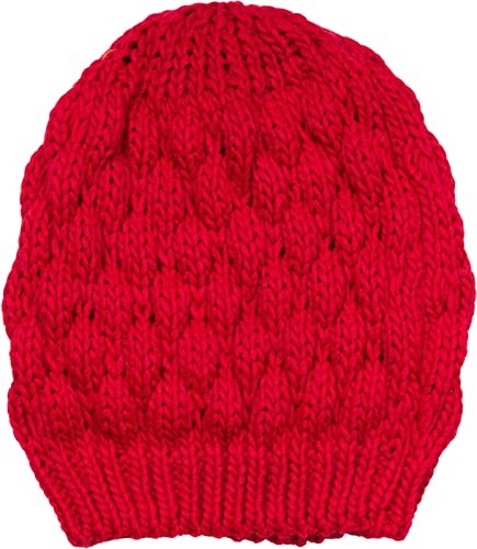styleBREAKER Damen Strick Beanie Mütze mit Bubblemuster, Einfarbige Winter, Raspberry Pattern Strickmütze 04024193, Farbe:Rot von styleBREAKER