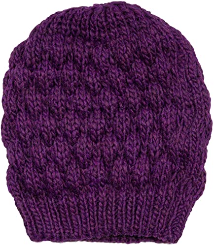 styleBREAKER Damen Strick Beanie Mütze mit Bubblemuster, Einfarbige Winter, Raspberry Pattern Strickmütze 04024193, Farbe:Violett von styleBREAKER