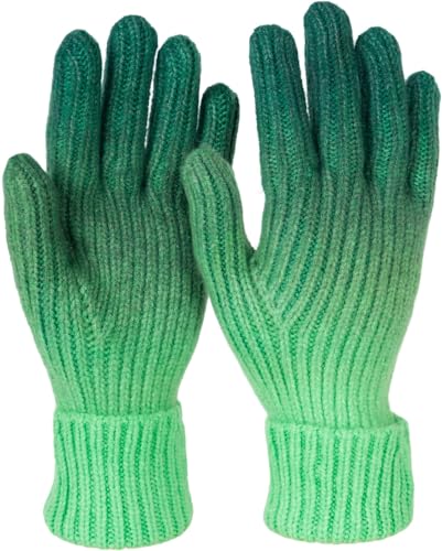 styleBREAKER Damen Strick Handschuhe mit Farbverlauf Muster, Winter Ombré Strickhandschuhe, Fingerhandschuhe 09010045, Farbe:Dunkelgrün-Grün von styleBREAKER