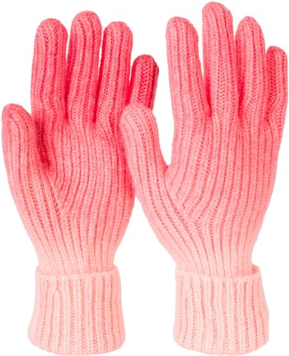 styleBREAKER Damen Strick Handschuhe mit Farbverlauf Muster, Winter Ombré Strickhandschuhe, Fingerhandschuhe 09010045, Farbe:Koralle-Apricot von styleBREAKER