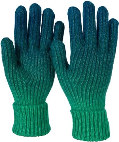 styleBREAKER Damen Strick Handschuhe mit Farbverlauf Muster, Winter Ombré Strickhandschuhe, Fingerhandschuhe 09010045, Farbe:Petrol-Grün von styleBREAKER