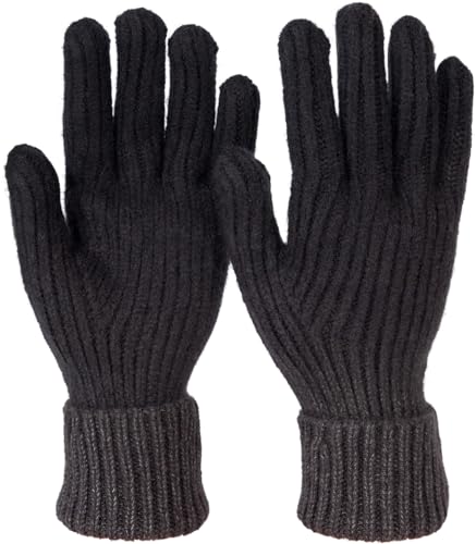 styleBREAKER Damen Strick Handschuhe mit Farbverlauf Muster, Winter Ombré Strickhandschuhe, Fingerhandschuhe 09010045, Farbe:Schwarz-Dunkelgrau von styleBREAKER