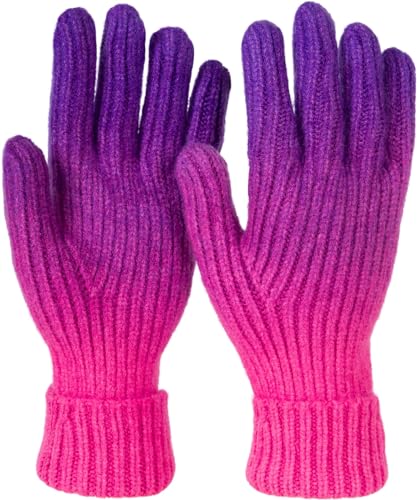 styleBREAKER Damen Strick Handschuhe mit Farbverlauf Muster, Winter Ombré Strickhandschuhe, Fingerhandschuhe 09010045, Farbe:Violett-Pink von styleBREAKER