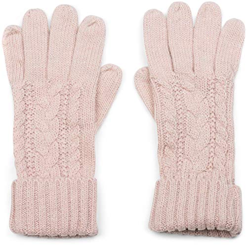 styleBREAKER Damen Strick Handschuhe mit Zopfmuster, Metallic Look und doppeltem Bund, Winter Strickhandschuhe 09010018, Farbe:Altrose von styleBREAKER