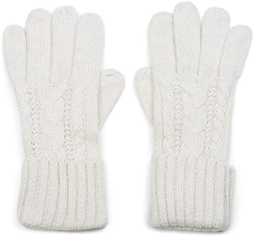 styleBREAKER Damen Strick Handschuhe mit Zopfmuster, Metallic Look und doppeltem Bund, Winter Strickhandschuhe 09010018, Farbe:Creme von styleBREAKER