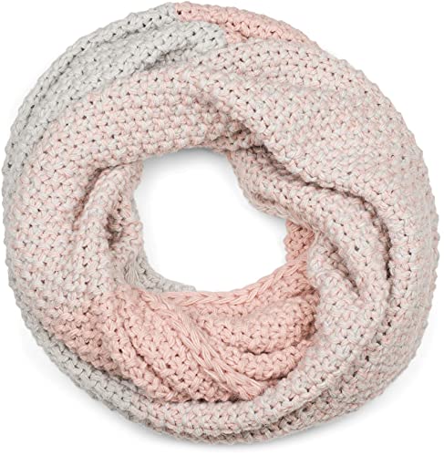 styleBREAKER Damen Strick Loop Schal 2-Farbig mit Ombre Farbverlauf, Reiskorn Strickmuster, warmer Winter Strickschal 01018165, Farbe:Rose-Hellgrau von styleBREAKER