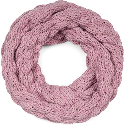 styleBREAKER Damen Strick Loop Schal Einfarbig mit Bubblemuster, warmer Winter Strickschal, Raspberry Pattern Schlauchschal 01018167, Farbe:Mauve von styleBREAKER