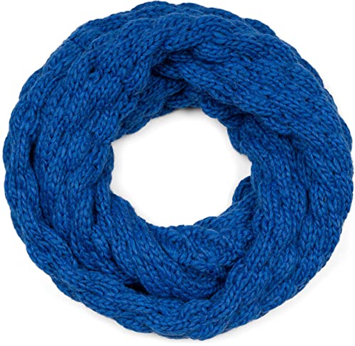 styleBREAKER Damen Strick Loop Schal Einfarbig mit Bubblemuster, warmer Winter Strickschal, Raspberry Pattern Schlauchschal 01018167, Farbe:Royalblau von styleBREAKER