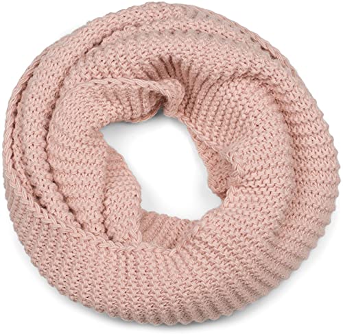 styleBREAKER Damen Strick Loop Schal Einfarbig mit Linksstrick Muster, warmer Winter Strickschal, Schlauchschal 01018166, Farbe:Rose von styleBREAKER