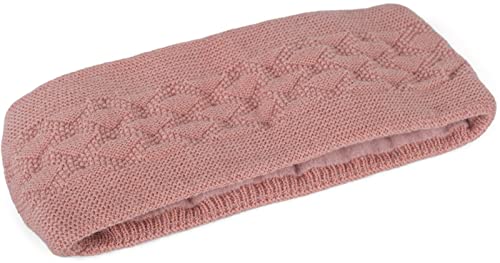 styleBREAKER Damen Strick Stirnband einfarbig mit Karo Muster, Thermo Fleece Futter, Winter Headband Uni 04026061, Farbe:Altrose von styleBREAKER