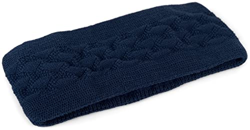 styleBREAKER Damen Strick Stirnband einfarbig mit Karo Muster, Thermo Fleece Futter, Winter Headband Uni 04026061, Farbe:Dunkelblau von styleBREAKER