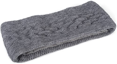 styleBREAKER Damen Strick Stirnband einfarbig mit Karo Muster, Thermo Fleece Futter, Winter Headband Uni 04026061, Farbe:Dunkelgrau von styleBREAKER