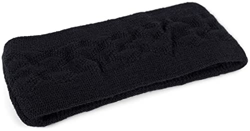 styleBREAKER Damen Strick Stirnband einfarbig mit Karo Muster, Thermo Fleece Futter, Winter Headband Uni 04026061, Farbe:Schwarz von styleBREAKER