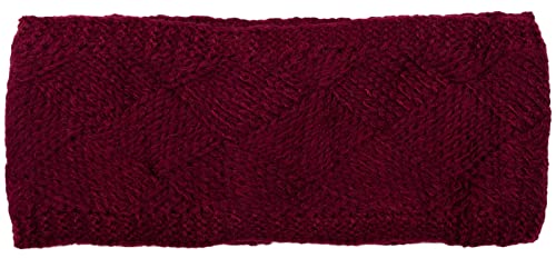 styleBREAKER Damen Strick Stirnband einfarbig mit Rauten Muster, Thermo Fleece Futter, Winter Headband Uni 04026062, Farbe:Bordeaux-Rot von styleBREAKER