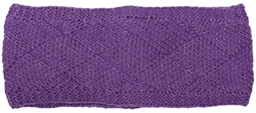 styleBREAKER Damen Strick Stirnband einfarbig mit Rauten Muster, Thermo Fleece Futter, Winter Headband Uni 04026062, Farbe:Violett von styleBREAKER