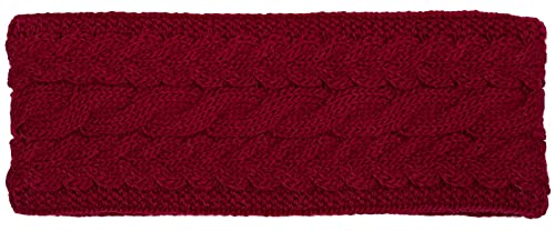 styleBREAKER Damen Strick Stirnband einfarbig mit Zopfmuster, Thermo Fleece Futter, Winter Headband Uni 04026058, Farbe:Bordeaux-Rot von styleBREAKER