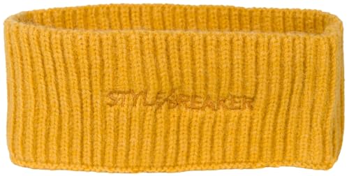 styleBREAKER Damen Strick Stirnband mit Rippenmuster, styleBREAKER Logo Stick, warmes Winter Haarband, Headband 04026068, Farbe:Curry von styleBREAKER