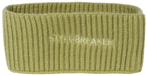 styleBREAKER Damen Strick Stirnband mit Rippenmuster, styleBREAKER Logo Stick, warmes Winter Haarband, Headband 04026068, Farbe:Lindgrün von styleBREAKER