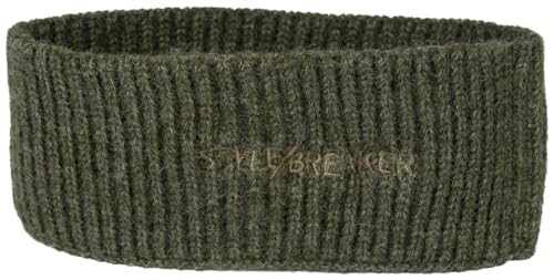 styleBREAKER Damen Strick Stirnband mit Rippenmuster, styleBREAKER Logo Stick, warmes Winter Haarband, Headband 04026068, Farbe:Oliv von styleBREAKER