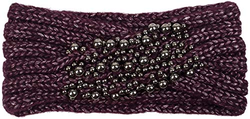 styleBREAKER Damen Strick Stirnband mit Twist, Knoten und Perlen, Winter Haarband, Headband gestrickt 04026022, Farbe:Bordeaux-Violett von styleBREAKER