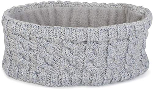 styleBREAKER Damen Strick Stirnband mit Zopfmuster und Pailletten, Fleece Futter, Haarband, Thermo Winter Headband 04026028, Farbe:Hellgrau von styleBREAKER