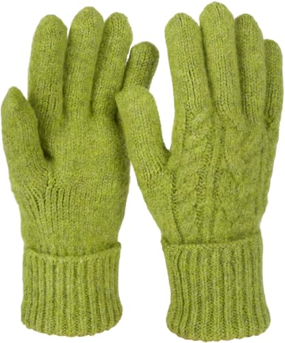 styleBREAKER Damen Strickhandschuhe mit Zopfstrickmuster, warme Winter Fingerhandschuhe, vielseitige Farben 09010051, Farbe:Limettengrün von styleBREAKER