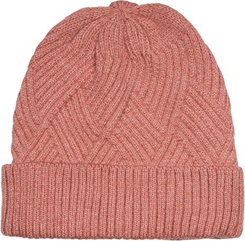 styleBREAKER Damen Strickmütze mit Rautenförmigem Rippmuster und breitem Umschlag, Feinstrick Mütze, Strick Beanie 04024192, Farbe:Altrose von styleBREAKER