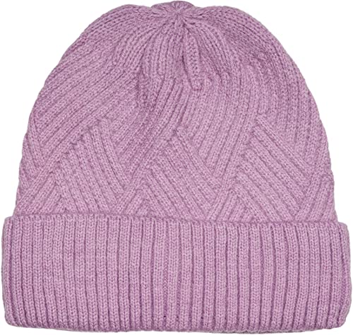 styleBREAKER Damen Strickmütze mit Rautenförmigem Rippmuster und breitem Umschlag, Feinstrick Mütze, Strick Beanie 04024192, Farbe:Flieder von styleBREAKER