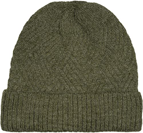 styleBREAKER Damen Strickmütze mit Rautenförmigem Rippmuster und breitem Umschlag, Feinstrick Mütze, Strick Beanie 04024192, Farbe:Oliv von styleBREAKER