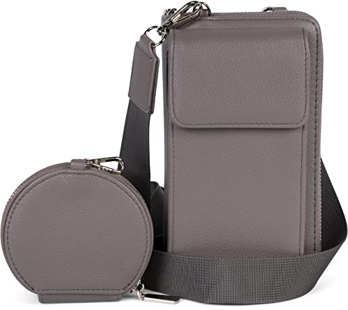 styleBREAKER Damen Taschen Set 2-Teilig Mini Bag mit Handy Fach und RFID Schutz, Umhängetasche, Handytasche, Crossbag 02012385, Farbe:Grau von styleBREAKER