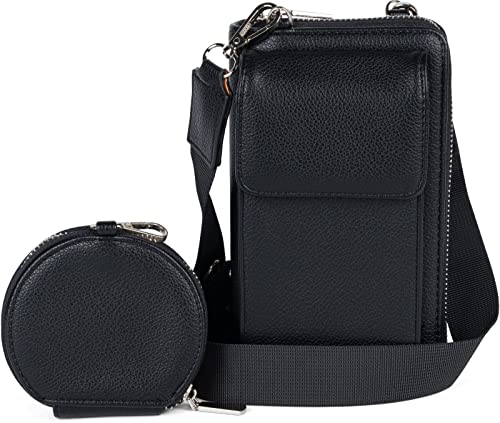 styleBREAKER Damen Taschen Set 2-Teilig Mini Bag mit Handy Fach und RFID Schutz, Umhängetasche, Handytasche, Crossbag 02012385, Farbe:Schwarz von styleBREAKER