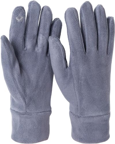 styleBREAKER Damen Touchscreen Fleece Handschuhe Einfarbig, warme Fingerhandschuhe, Winter 09010047, Farbe:Dunkelgrau von styleBREAKER