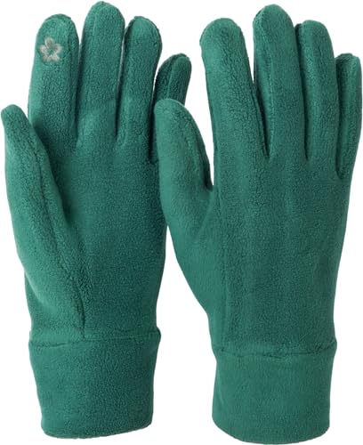 styleBREAKER Damen Touchscreen Fleece Handschuhe Einfarbig, warme Fingerhandschuhe, Winter 09010047, Farbe:Dunkelgrün von styleBREAKER