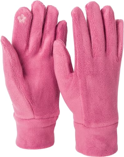 styleBREAKER Damen Touchscreen Fleece Handschuhe Einfarbig, warme Fingerhandschuhe, Winter 09010047, Farbe:Mauve von styleBREAKER
