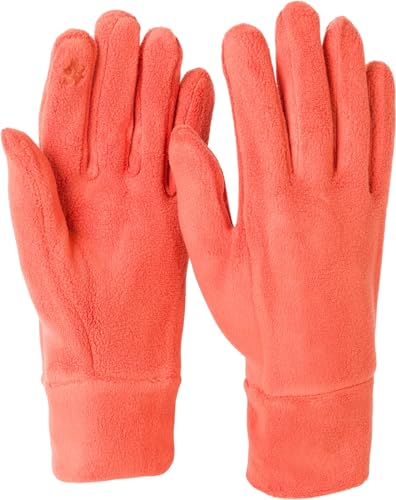 styleBREAKER Damen Touchscreen Fleece Handschuhe Einfarbig, warme Fingerhandschuhe, Winter 09010047, Farbe:Orange von styleBREAKER