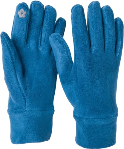 styleBREAKER Damen Touchscreen Fleece Handschuhe Einfarbig, warme Fingerhandschuhe, Winter 09010047, Farbe:Petrol von styleBREAKER