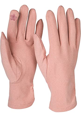 styleBREAKER Damen Touchscreen Handschuhe Einfarbig, seitlich gerafft, warme Fingerhandschuhe, Winter 09010037, Farbe:Rose von styleBREAKER