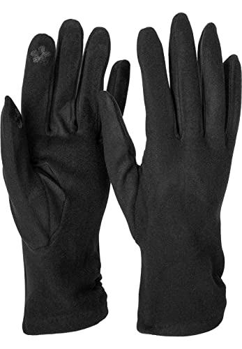 styleBREAKER Damen Touchscreen Handschuhe Einfarbig, seitlich gerafft, warme Fingerhandschuhe, Winter 09010037, Farbe:Schwarz von styleBREAKER